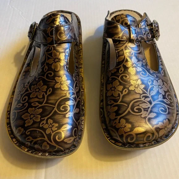 Alegria Classic Rustic Brown Floral Clogs 40 - Picture 2 of 7